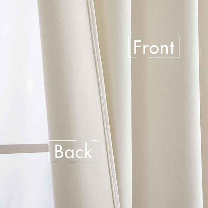 MIULEE Velvet Curtains 90 inches - Luxury Curtains for Bedroom Living Room Thermal Insulated Super Soft Room Darkening Window Drapes Rod Pocket & Back Tab, Ivory, W52 x L90 inches, 2 Panels