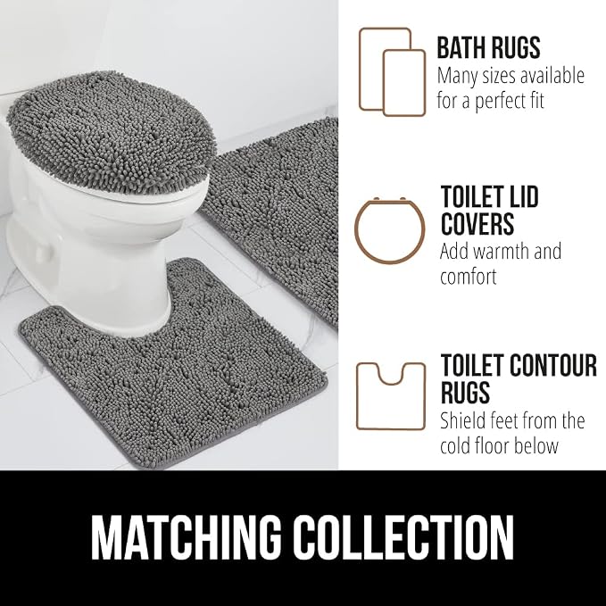 GORILLA GRIP Bath Rug Mat 44x26, Thick Soft Absorbent Chenille, Quick Dry - Image 8