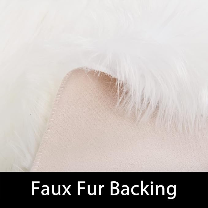 Latepis Sheepskin Rug 4X6 White Faux Fur Rug for Bedroom Bedside Fluffy Rugs for Living Room Fuzzy Plush Soft Rugs Luxury Home Decor