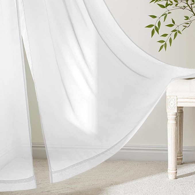 MIULEE Short Curtains 30 Inches Long, 4 Panels Set, Light Filtering Half Window Tier White Sheer Curtains for Kitchen/Bathroom, 42W x 30 Inches