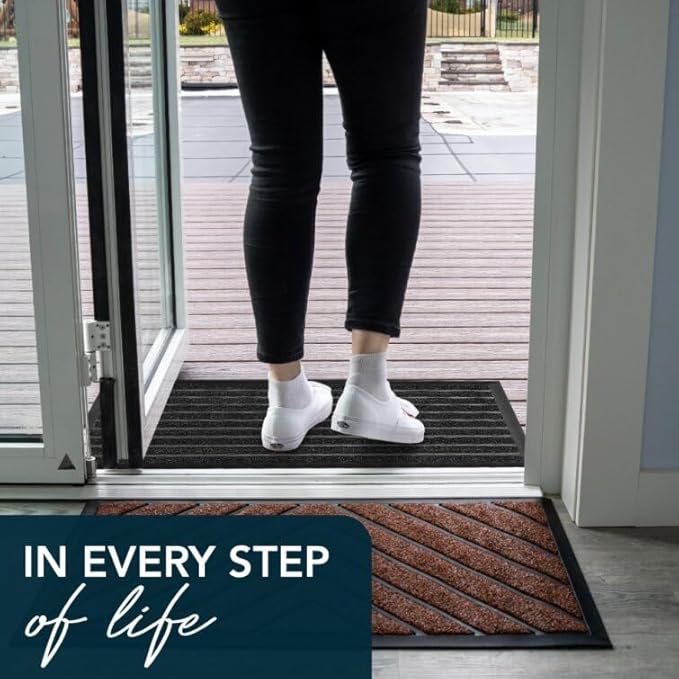 ubdyo Extra Durable Door Mat - Dirt Trapping Outdoor Welcome Mats - Non-Slip Outdoor Indoor Entrance - Low Profile Front Doormat(47" x 32", Bright Grey)