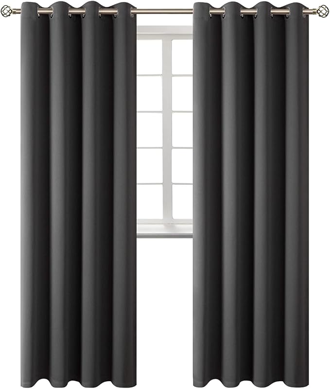 BGment Blackout Curtains - Grommet Thermal Insulated Room Darkening Bedroom and Living Room Curtains, Set of 2 Panels (52 x 120 Inch, Dark Grey)