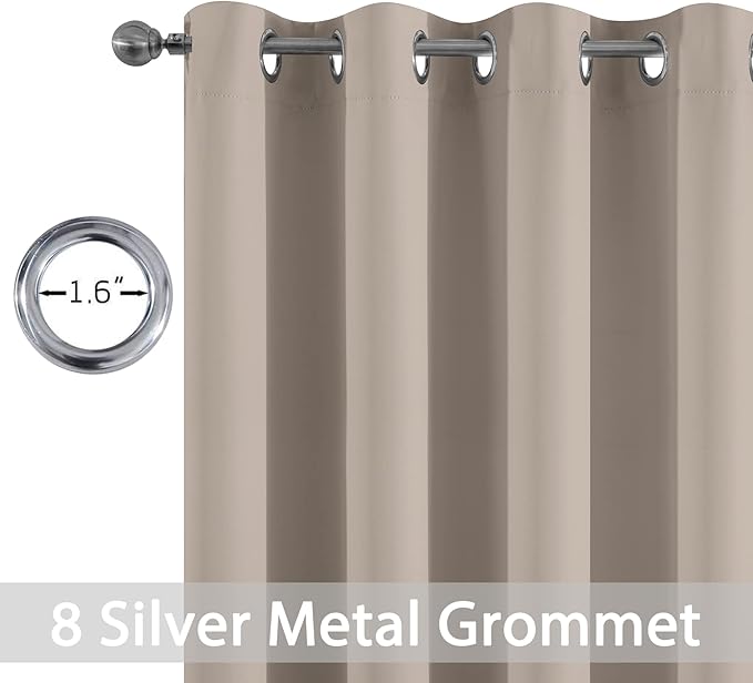 Yakamok Wide Thermal Blackout Patio Door Curtain Panel, Natural Grommet Sliding Door Insulated Curtains, Extra Wide Curtains for Sliding Glass Door, Natural, W52 x L84, 1 Panel