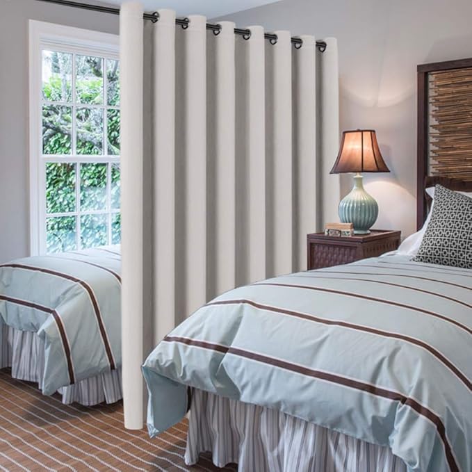H.VERSAILTEX Blackout Patio Curtains 100 x 96 Inches for Sliding Door Extral Wide Blackout Curtain Panels Thermal Insulated Room Divider - Grommet Top, 8' Tall by 8.5' Wide - Stone
