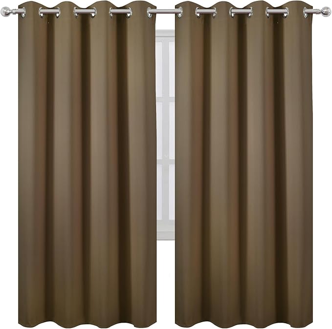 LEMOMO Brown Thermal Blackout Curtains/52 x 72 Inch/Set of 2 Panels Room Darkening Curtains for Bedroom