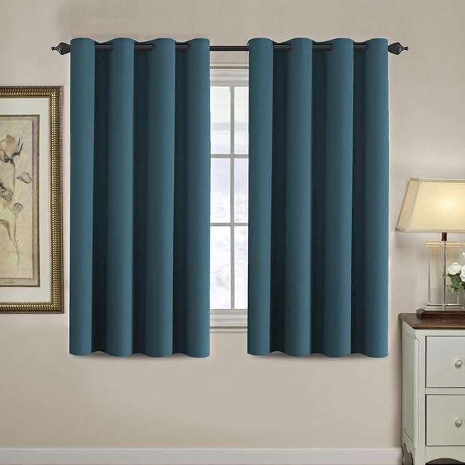 H.VERSAILTEX Blackout Curtain for Living Room Thermal Insulated Window Treatment Curtain 54 inch Length Energy Saving Solid Grommet Top Blackout Drape, One Panel, Dark Teal, 52" W x 54" L