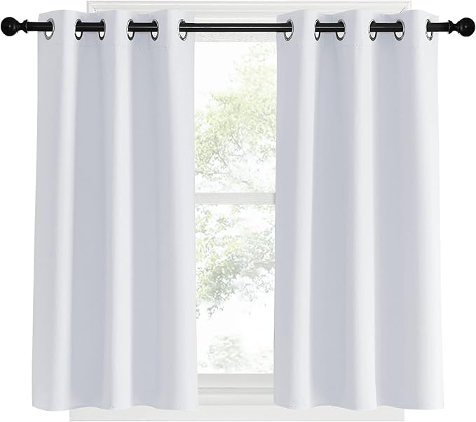 NICETOWN Room Darkening Curtain Panels, 2 Panels, 34 by 40, Greyish White, Window Treatment Thermal Insulated Grommet Light Blocking Curtains Drapes for Bedroom/Home Office