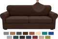 XINEAGE 2026 New 3 Pieces Couch Covers for 2 Extra Large Cushion Sofa Super Stretch Sofa Cover for 2 Large Seat Cushion Universal Loveseat Slip Cover for Living Room (Coffee), 71"-91"(2 Cushions)