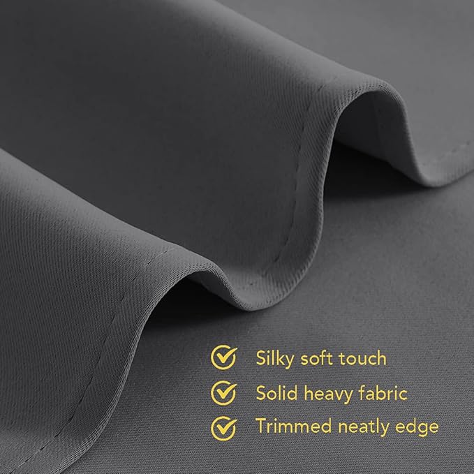NICETOWN Blackout Window Curtains 60 inch Length 2 Panels, 34 x 60 Inch, Grey, Grommet Top Room Darkening Thermal Insulated Solid Vertical Drapes for Bedroom/Kid Room