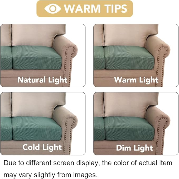 H.VERSAILTEX Super Stretch Individual Seat Cushion Covers Sofa Covers Couch Cushion Covers Slipcover Sets Thick Jacquard Textured Twill Fabric (3 Piece Sofa Cushion Covers, Sage)