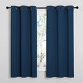 NICETOWN Moroccan Blue Room Darkening Curtains for Kitchen, Window Treatment Thermal Insulated Solid Grommet Room Darkening Curtains/Drapes for Bedroom (Set of 2, 42 inches Wide by 68 inches Long)