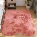 Goolela Pink Faux Sheepskin Fur Rug 4x6 Fluffy Fuzzy Furry Area Rug for Girls Bedroom Dorm Light Pink Shag Carpet for Playroom Washable Sheepskin
