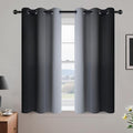 Yakamok Room Darkening Ombre Curtains 45 Inch Length, Black and Greyish White Thermal Insulated Gradient Color Curtains,Light Blocking Grommet Window Drapes for Bedroom,42 Inch Width,2 Panels