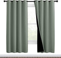 NICETOWN 100% Blackout Window Curtain Panels, Full Light Blocking Drapes with Black Liner for Nursery, 72-inch Drop Thermal Insulated Draperies (Greyish Green, 2 Pieces, 46-inch Wide Per Panel)