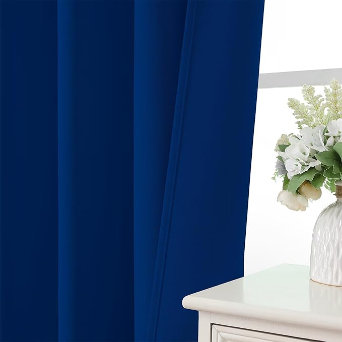 CUCRAF Royal Blue Blackout Curtains 108 inch Length 2 Panels Set, Rod Pocket Room Darkening Drapes for Bedroom Living Room, Insulated Thermal Light Blocking Window Curtain (W52 x L108 Inch)