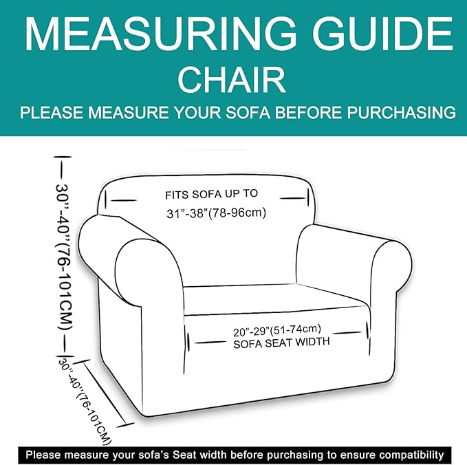 U-NICE HOME Stretch Recliner Chair Cover, Pet Friendly Armchair Slipcover Furniture Protector, Washable Couch Cover, Ivory White