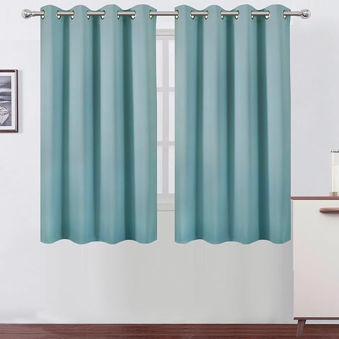 LEMOMO Stone Blue Thermal Blackout Curtains/52 x 54 Inch/Set of 2 Panels Room Darkening Curtains for Bedroom