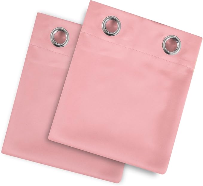 LEMOMO Blackout Curtains 66 x 54 Inch Long Pink Curtains Set of 2 Panels Room Darkening Curtains for Bedroom and Living Room