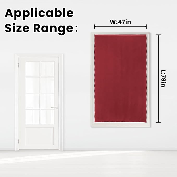 Self Adhesive Curtains, Stick Curtain Blackout Shades Window Cover Curtains for Living Room No Drilling, 47" W X 79" L, Burgundy, 1 Panel