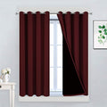 Yakamok 100% Blackout Curtains for Bedroom, Thermal Insulated 2-Layer Lined Blackout Drapes, Full Blackout Curtain Panels for Living Room(Burgundy Red, 2 Panels, 52W x 45L Inch)