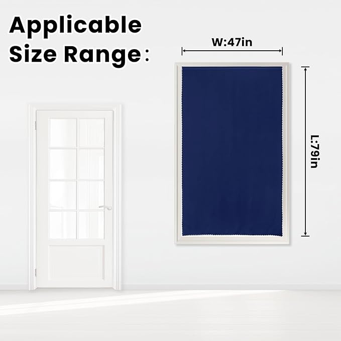 Self Adhesive Portable Blackout Curtains for Bedroom Easy to Install Window Thermal Lnsulated Kitchen Room Darkening Small Window Curtains, 47" W X 79" L, Navy Blue, 1 Panel