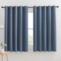 NICETOWN Thermal Insulated Curtains Blackout Draperies, Window Treatment Solid Grommet Room Darkening Drape Panels for Bedroom (Stone Blue, Set of 2, 70 by 63 inches Long)
