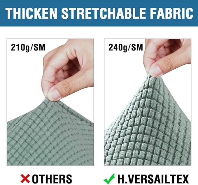 H.VERSAILTEX 4 Piece Stretch Sofa Covers for 3 Cushion Couch Covers for Living Room Furniture Slipcovers (Base Cover Plus 3 Seat Cushion Covers) Thicker Jacquard Fabric (Large Sofa, Sage)