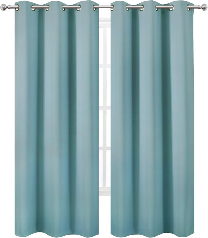 LEMOMO Stone Blue Thermal Blackout Curtains/38 x 84 Inch/Set of 2 Panels Room Darkening Curtains for Bedroom