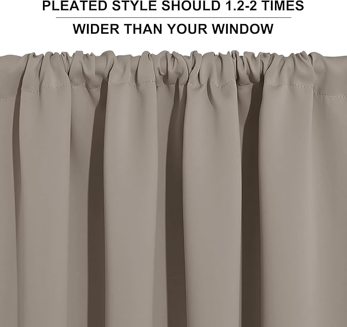 RYB HOME Cafe Blackout Curtains 24 inch Length, RV Curtains for Camper Windows, Mini Short Small Insulating Light UV Heat Blocking Privacy Half Window Tiers, Width 29 by Length 24, Sand, 2 Panels