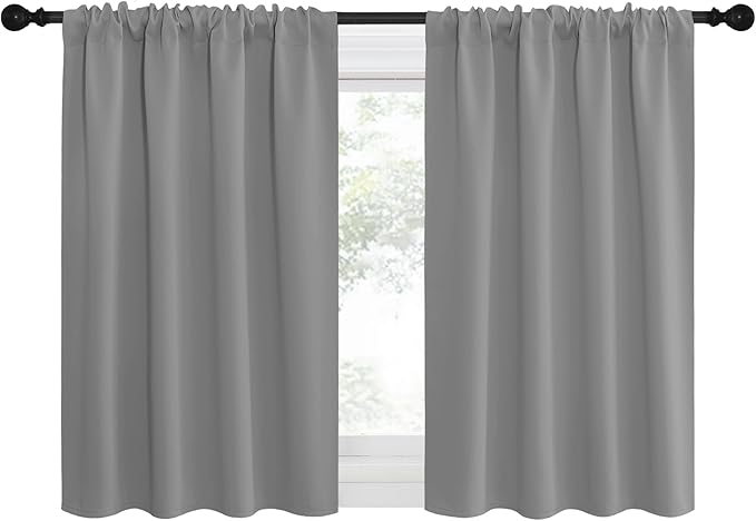 NICETOWN RV Blackout Curtains for Camper Windows, Short Room Darkening Curtains for Kitchen, Home Decoration Thermal Insulated Blackout Drapes for Small Windows (Silver Grey, 2 Panels, W29 x L30)