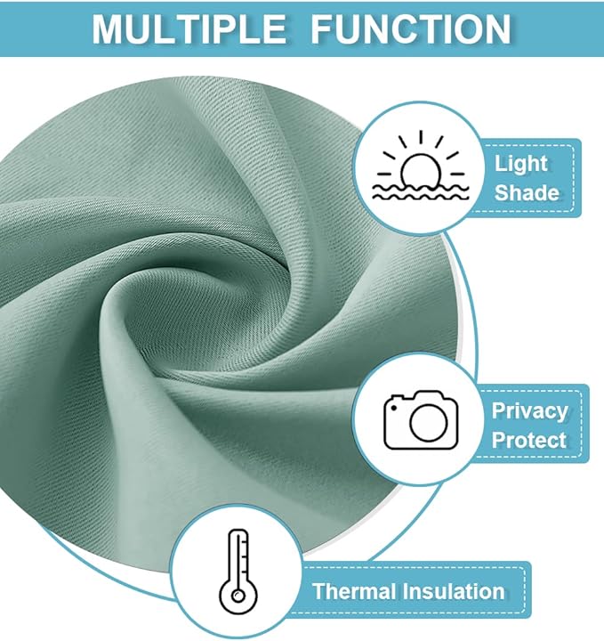 RYB HOME 54 inch Blackout Curtains for Living Room, Rod Pocket Thermal Insulated Small Window Drapes Room Darkening Shades for Bedroom Studio Dorm, W 42 x L 54 inch, Set of 2 Panels, Aqua