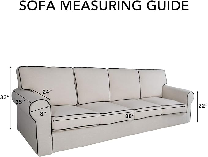 PureFit Reversible Quilted Sofa Cover, Water Resistant Slipcover Furniture Protector, Washable Couch Cover with Non Slip and Elastic Straps for Kids, Dogs, Pets (XX Large, Blue/Ivory)