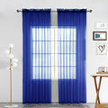 SpaceDresser Sheer Voile Window Treatment Rod Pocket Curtain Panels for Kitchen Bedroom Living Room Drapes Sunlight Filtering Privacy Semi Home Decor Assorted Colors Sizes (Sapphire, 52 W x 108 L)
