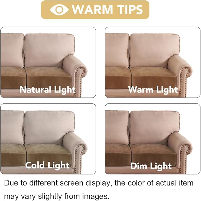H.VERSAILTEX Velvet Stretch Couch Cushion Cover Plush Cushion Slipcover for Chair Loveseat Sofa Cushion Furniture Protector Seat Cushion Sofa Cover (2 Piece Medium Sofa Cushion Covers, Camel)