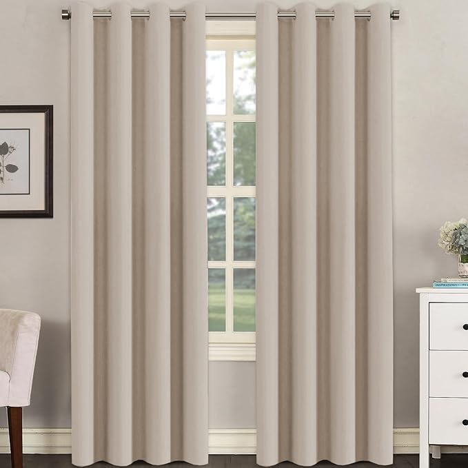 H.VERSAILTEX Blackout Curtain for Living Room Thermal Insulated Window Treatment Curtain Extra Long 108 inch Length Energy Saving Solid Grommet Top Blackout Drape, One Panel, Fog, 52" W x 108" L