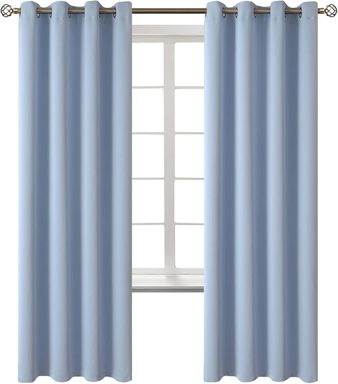 BGment Blackout Curtains for Bedroom - Grommet Thermal Insulated Room Darkening Curtains for Living Room, Set of 2 Panels (52 x 72 Inch, Spa Blue)