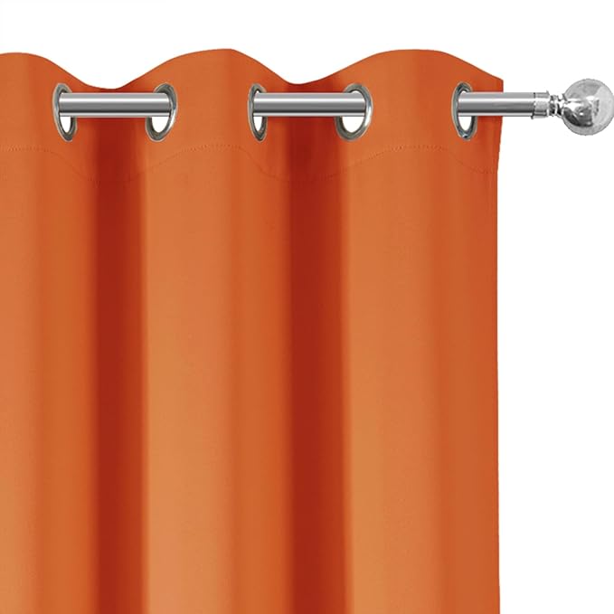 LEMOMO Orange Blackout Curtains/38 x 54 Inch/Set of Two Panels Grommet Living Room Curtains