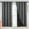 SimpleHome 100% Blackout Curtains for Bedroom,Thermal Insulated Grey Grommet Window Drapes Room Darkening Curtains for Living Room with Black Back,52 x 54 Inch,2 Panels