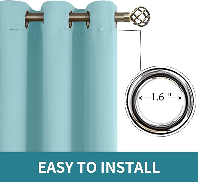 BGment Blackout Curtains - Grommet Thermal Insulated Room Darkening Bedroom and Living Room Curtains, Set of 2 Panels (46 x 72 Inch, Baby Blue)