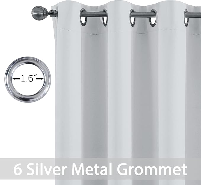 Yakamok 36 Inch Length Room Darking Curtains for Bedroom, Light Blocking Drapes Room Darkening Thermal Insulated Solid Grommet Panels for Living Room(38Wx36L, Greyish White, 2 Panels)