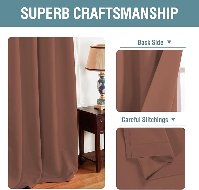 H.VERSAILTEX Blackout Curtain for Bedroom Thermal Insulated Window Treatment Curtain 54 inch Length Energy Saving Solid Grommet Top Blackout Drape, One Panel, Washed Spice, 52" W x 54" L