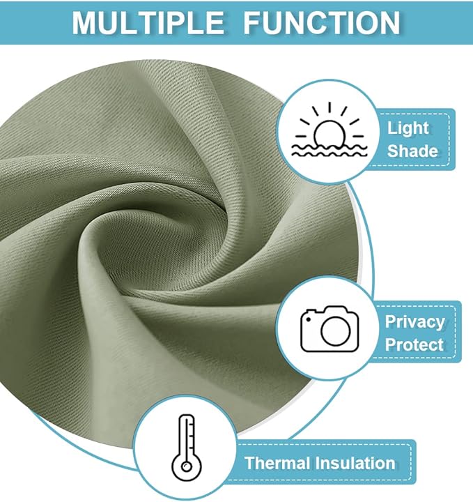 RYB HOME Cafe Blackout Curtains 24 inch Length, RV Curtains for Camper Windows, Mini Short Small Insulating Light UV Blocking Privacy Half Window Tiers, Width 29 by Length 24, Sage Green, 2 Panels