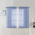 Chyhomenyc Sheer Curtains 45 Inch Long 2 Panels - Light Filtering Short Soft Airy Short Cafe Curtains, Modern Rod Pocket for Dinning Living Room Bedroom, 42Wx45L Inches, Denim Blue