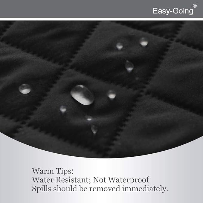 Easy-Going Reversible Loveseat Couch Cover for 2 Cushion Couch Sofa Cover for Dogs Water Resistant Furniture Protector with Foam Sticks Elastic Straps for Pet (Loveseat, Black/Beige)