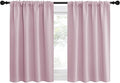 NICETOWN 2 Panels Blackout Curtains, Rod Pocket Thermal Insulated Drapes for Kitchen, Heavy Duty Small Window Treatment for Dorm Room, Studio Apartment, Basement (Baby Pink, W42 x L30)