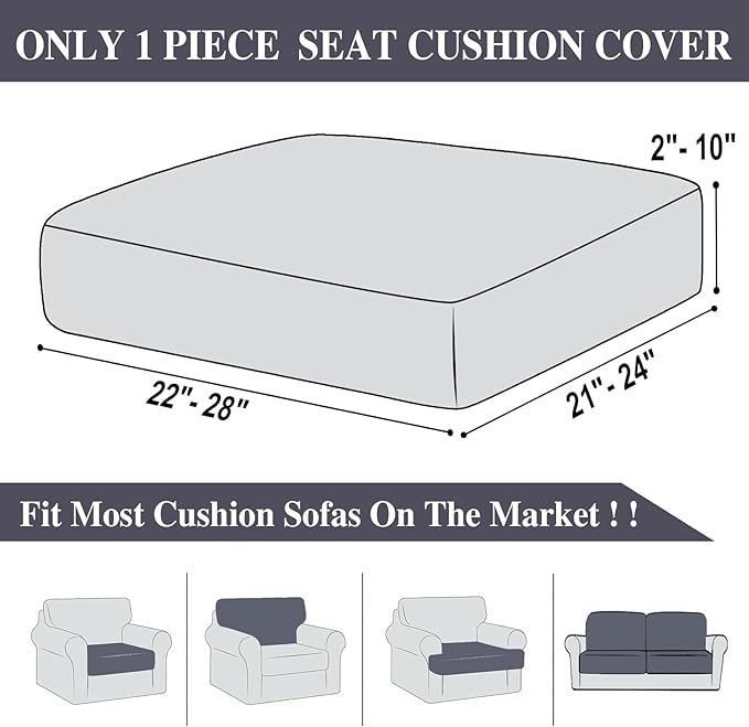 Couch Cushion Cover Seat Cushion Cover Stretch Armchair Cover Separate Sectional Sofa Slipcovers Furniture Protector(1 Piece for Seat or Sofa Backrest, Dark Grey)