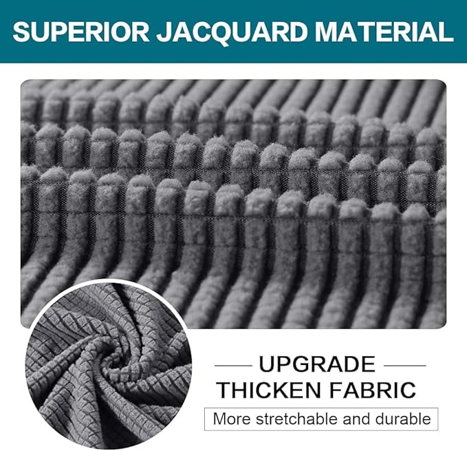 Turquoize 4 Piece Sofa Covers for 3 Cushion Couch Sofa Slipcover Soft Couch Cover for Dogs Washable Furniture Cover with 3 Individual Large Cushion Covers Feature Fabric (Large Sofa, Charcoal Gray)