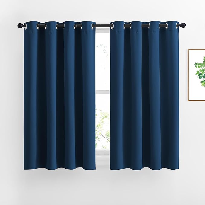 NICETOWN 45 inches Bedroom Curtains Panels - Functional Blackout Curtains/Panels for Bedroom, Thermal Insulated, Privacy Assured (2 Pieces, 52 x 45 inches in Moroccan Blue)