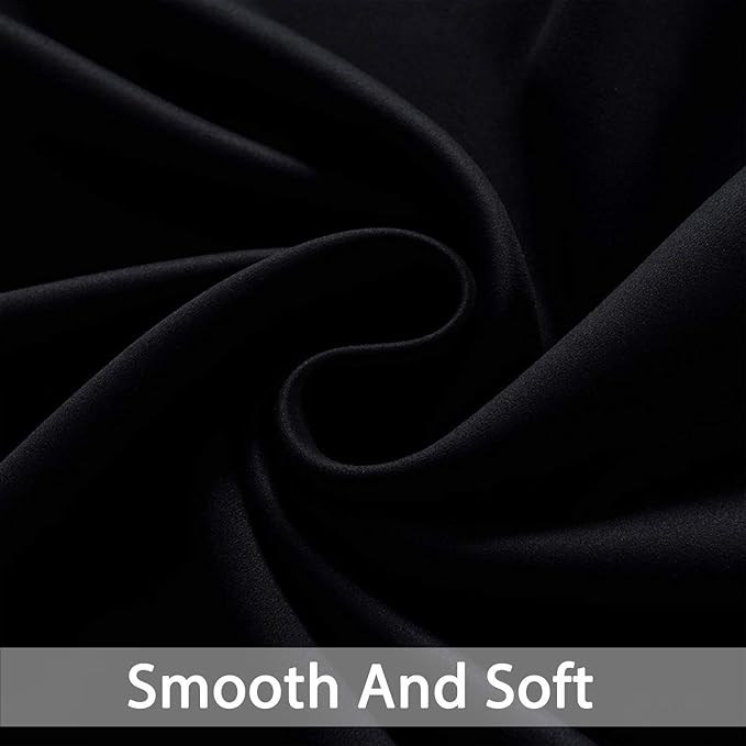 Yakamok Thermal Insulated Blackout Curtains Solid Grommet Window Drapery Bedroom/Living Room, Black,W52 x L96, 2 Panels