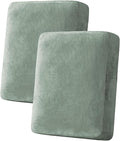 H.VERSAILTEX Velvet Stretch Couch Cushion Cover Plush Cushion Slipcover for Loveseat Cushion Furniture Protector Seat Cushion Sofa Cover (2 Piece Medium Sofa Cushion Covers, Sea Grass)